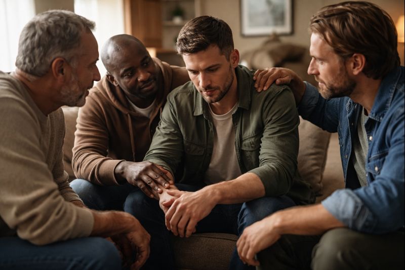 Män som stöttar varandra